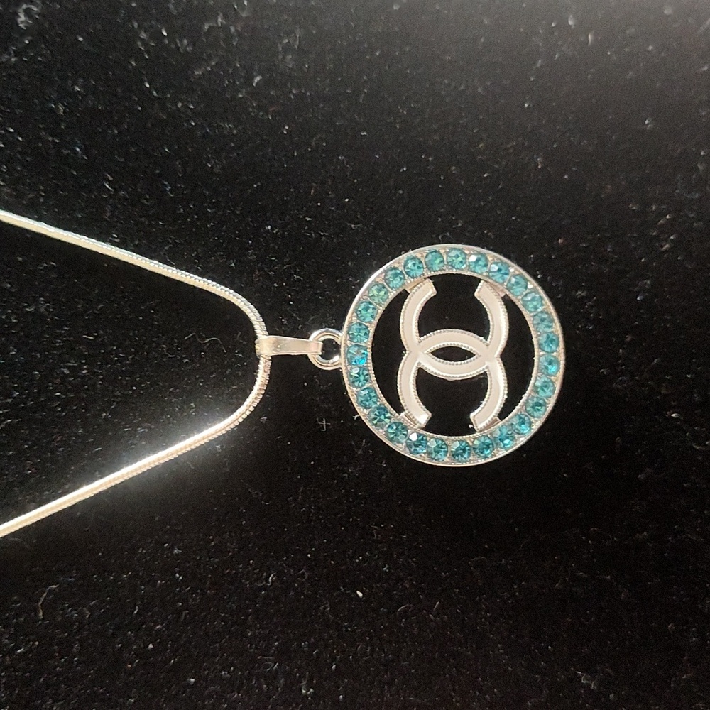 Chanel Authentic Topaz Stones White CC's Pendant 925 Sterling Silver Necklace - Picture 5 of 5